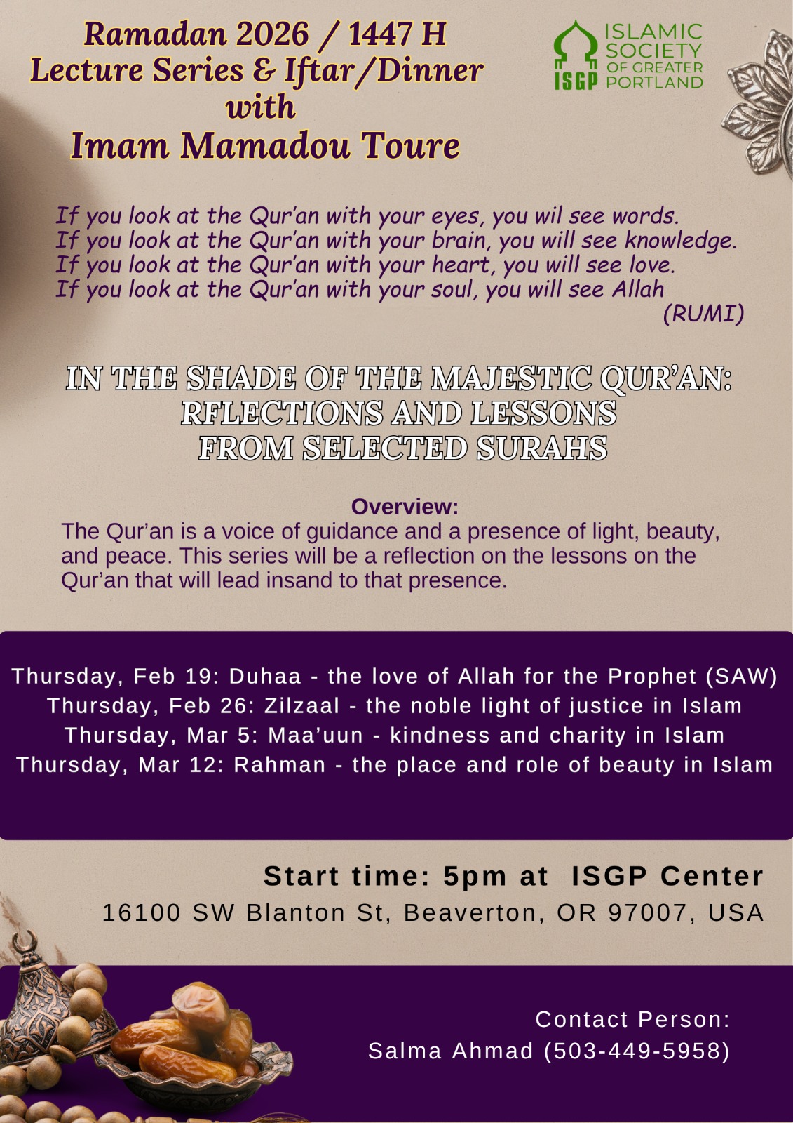 Imam Toure Ramdan Lecture Series – 2026